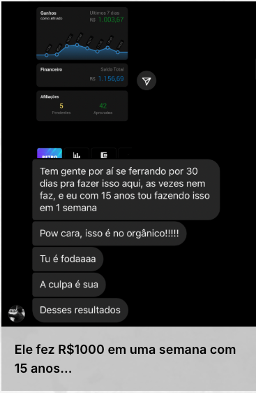 Depoimento de aluno sobre suas primeiras vendas